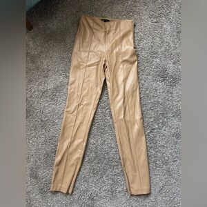 Zara Beige Faux Leather Trousers